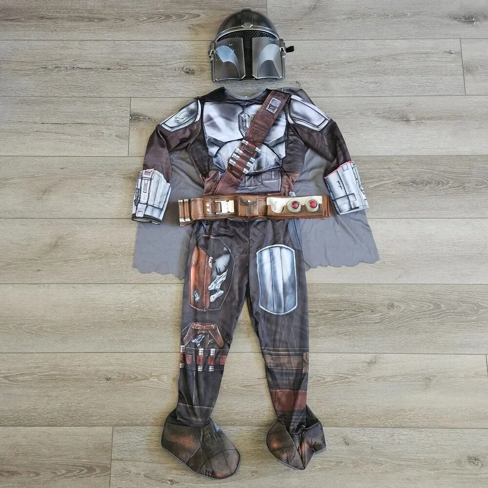 Star Wars Youth Deluxe Mandalorian Costume Padded Jumpsuit W/ Accessories S 4-6